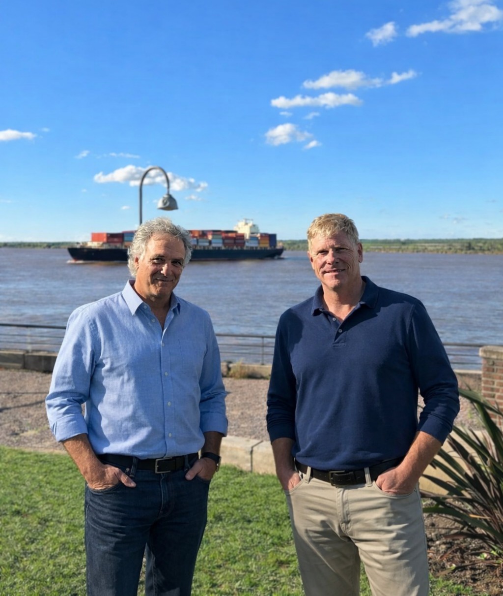 SAF founders Homer Luther and Alejandro Sauton by the Paraná river