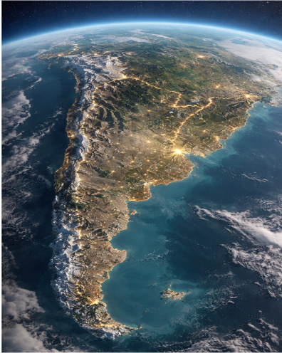 Argentina seen from space at night